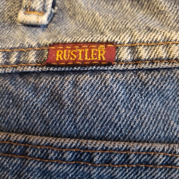 Mens Rustler Blue Jeans 33x32 100% Cotton - Picture 7 of 11